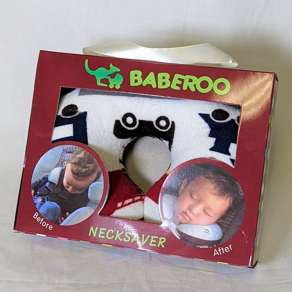 White with Trains Baby Neck Pillow